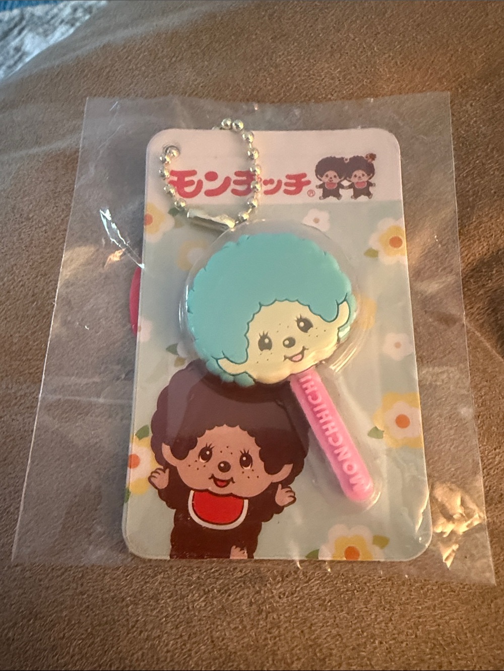 Monchhichi Blue Hair Face Charm Keychain Sekiguchi Japan 2025 New in Package